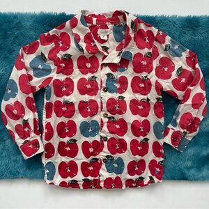 Blue Rooster Collection Red and Blue Apple Print Shirt Size 8